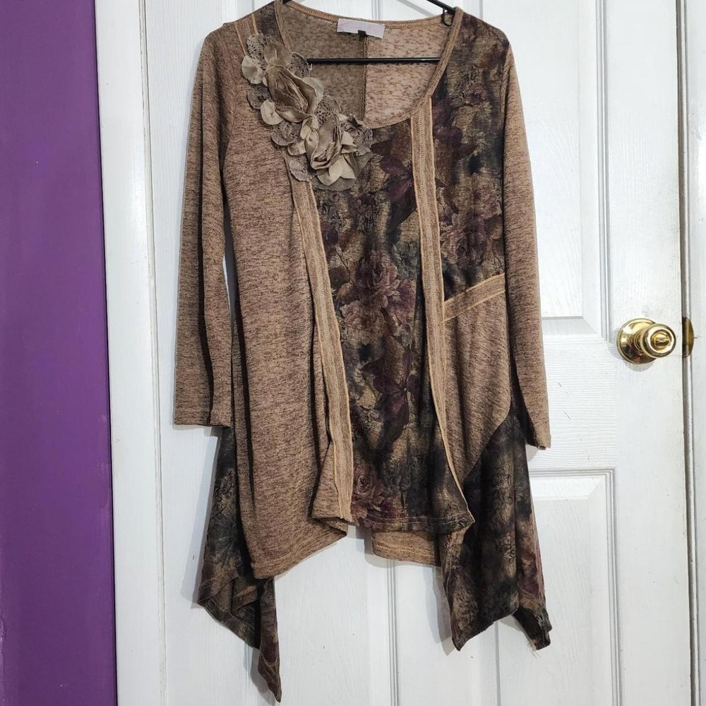 Brown Patchwork Floral Tunic